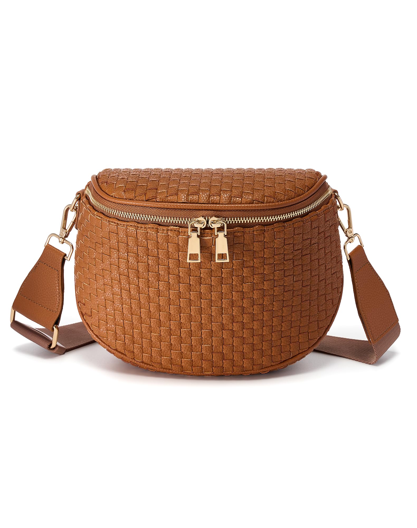 Ounamei Woven Checkered Crossbody Bum Bag | Trendy PU Leather Belt Bag with Adjustable Strap, Stylish & Versatile Everyday Companion