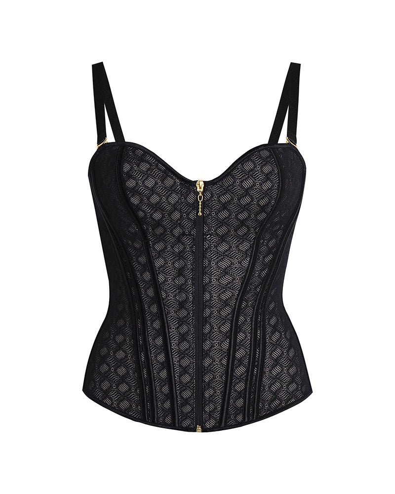 Shapshe® Fajas Colombianas Leopard Print Zip Up Corset Top  - By Qivii