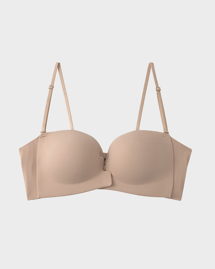 Seamless Front-Closure Detachable Shoulder Strap Push-Up Bra