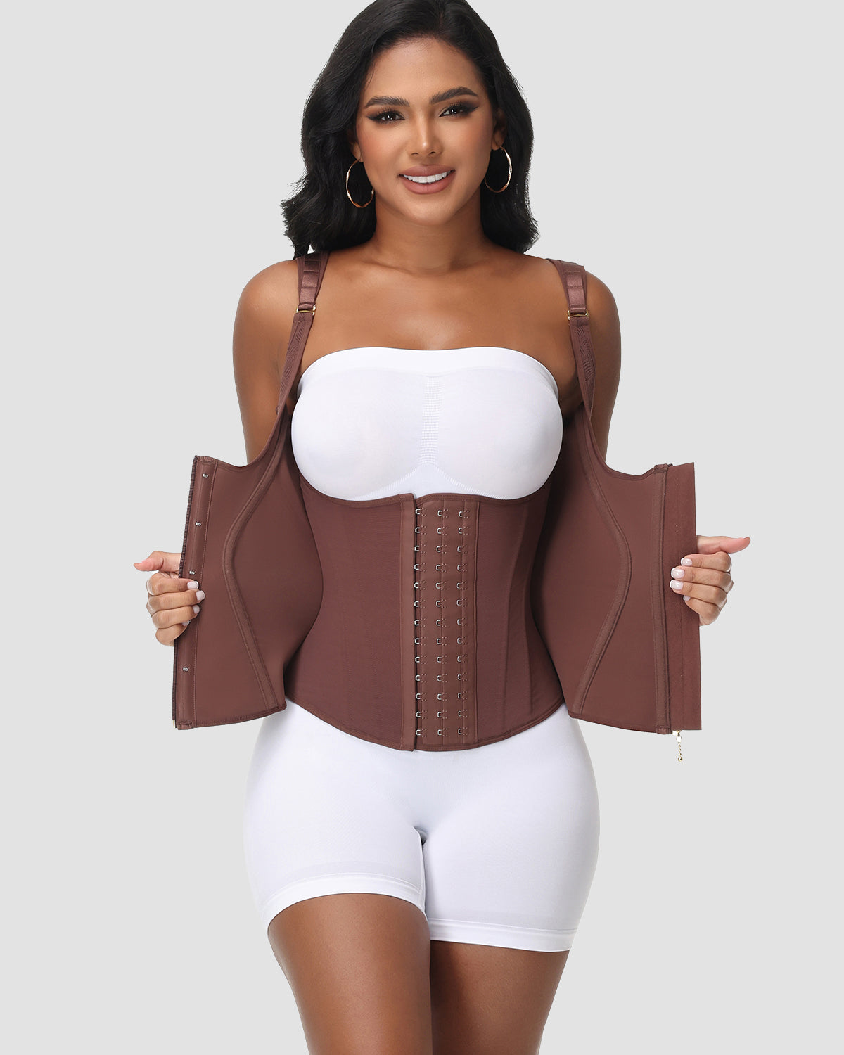 Full Coverage Double-Layer Tummy Control Waist Trainer Vest With Bra