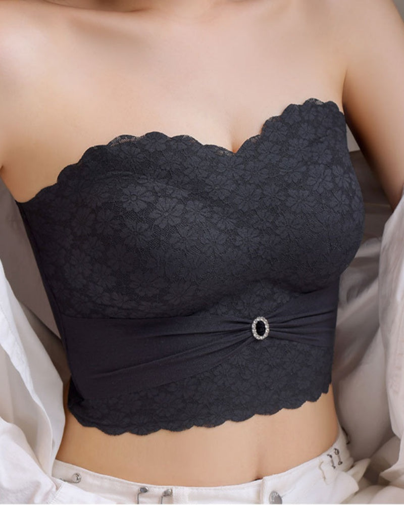 Sexy Push up Non Slip Wire Free Bra with Removable Shoulder Strap