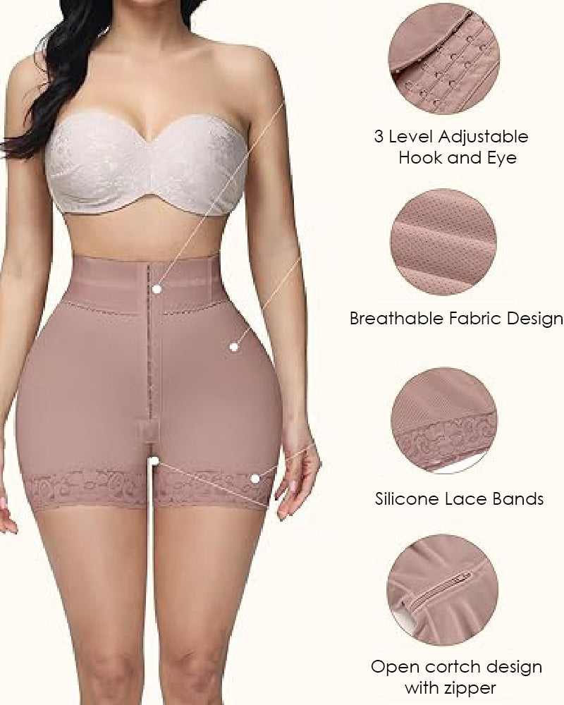 Shapshe® Double Compression High Waisted BBL Shorts With Mid-section Tummy Control Panties  - By Qivii