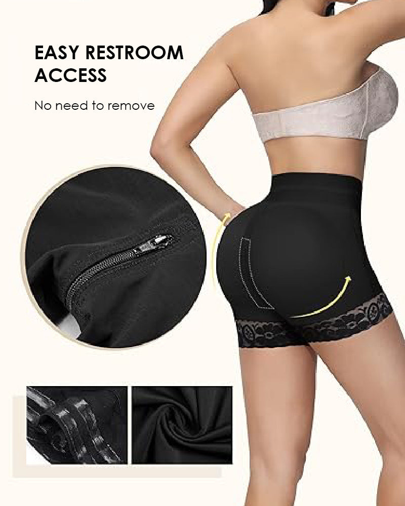 Shapshe® Double Compression High Waisted BBL Shorts With Mid-section Tummy Control Panties  - By Qivii