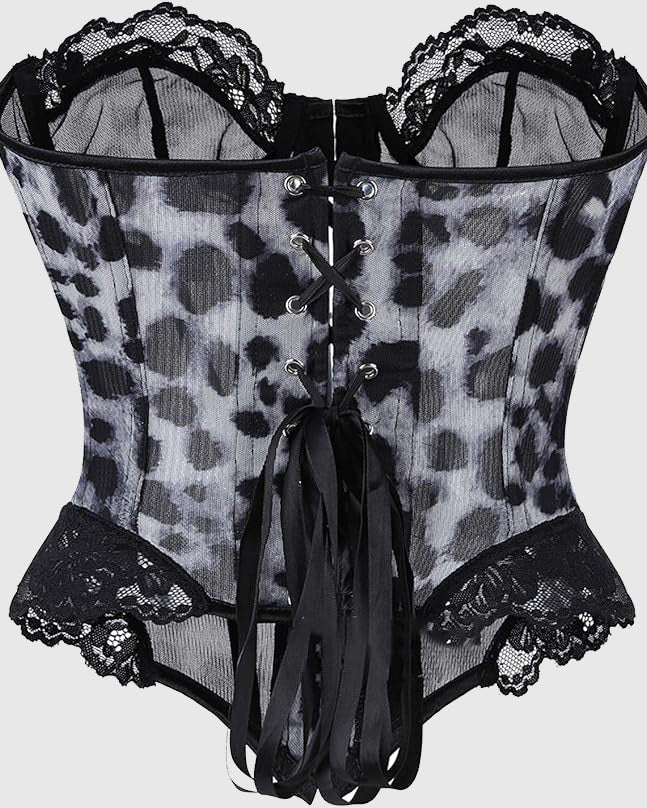 Leopard Print Lace Trim Waist Corset  - By Qivii