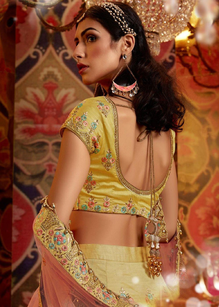 Yellow Raw Silk Lehenga - qivii