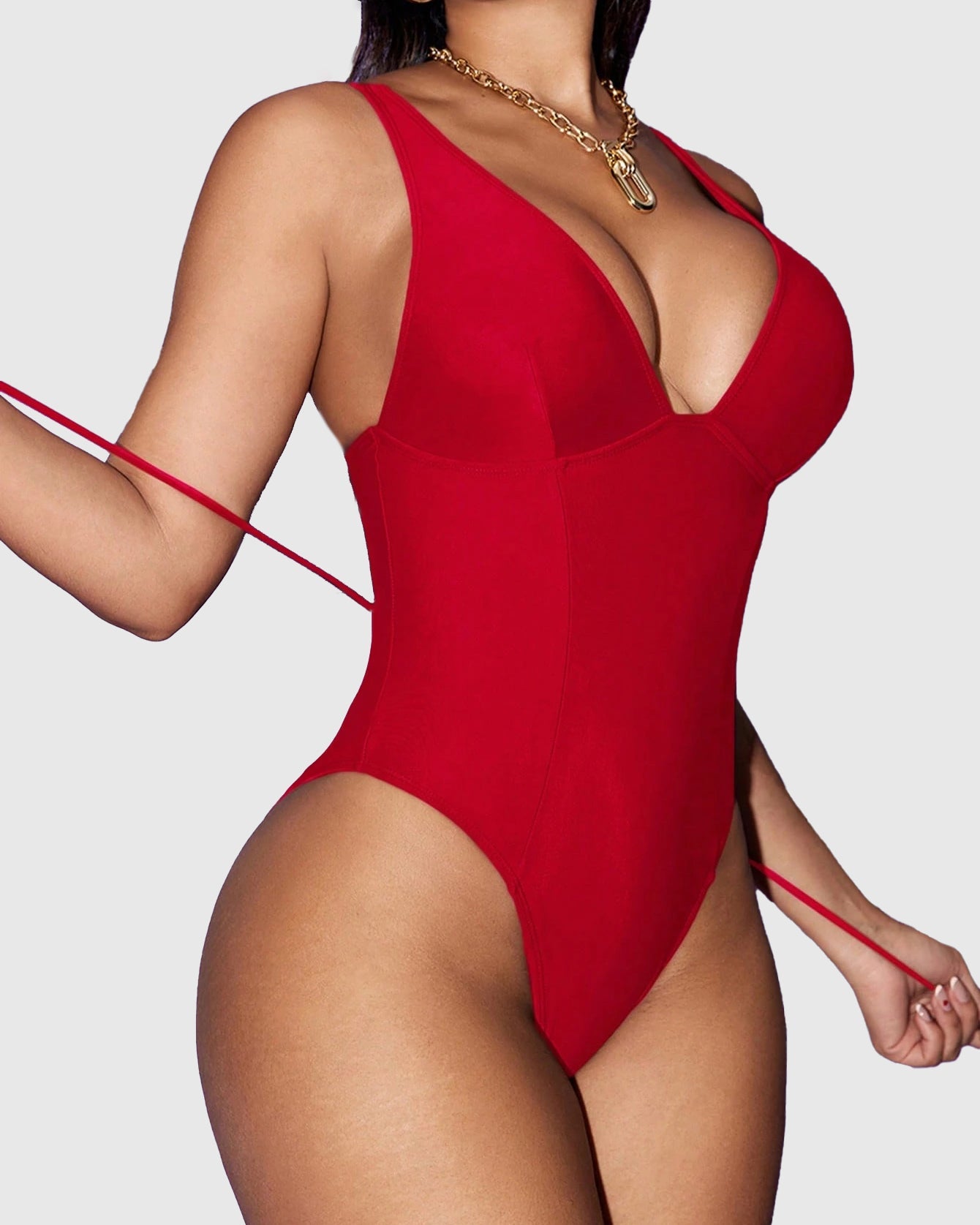 Shapewave Tummy Control Push Up V-Neck One-Piece Swimsuit  - By Qivii