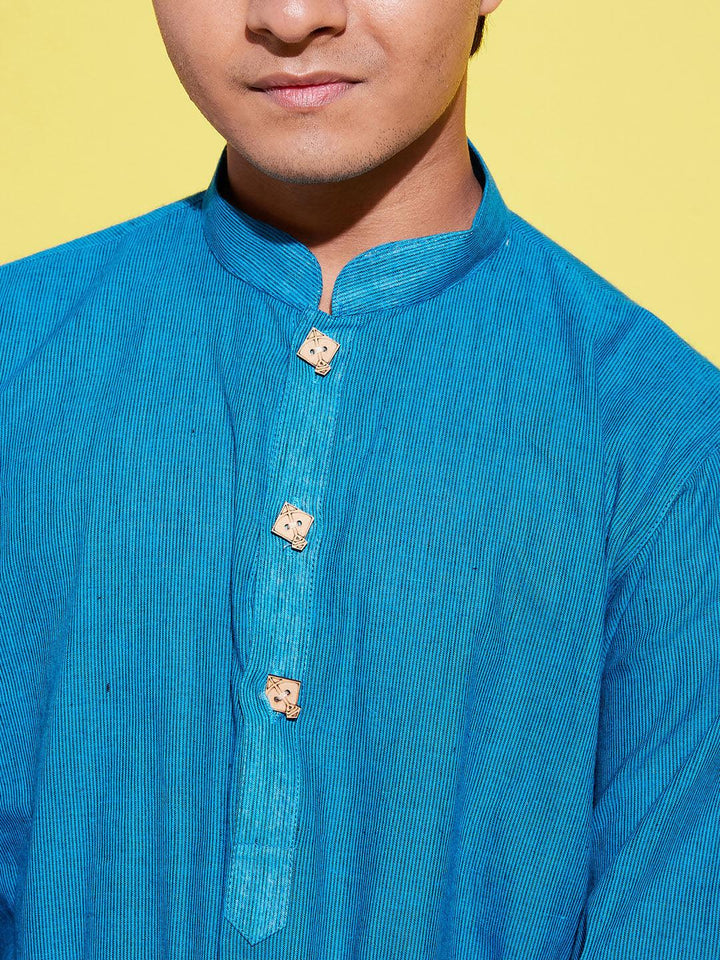 YUVA BY VASTRAMAY Boy's Light Blue Cotton Kurta - qivii