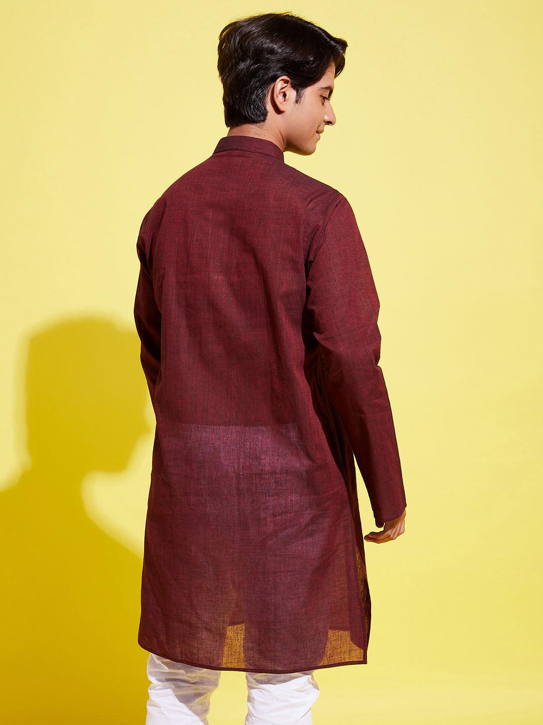 YUVA BY VASTRAMAY Boy's Maroon Cotton Kurta - qivii