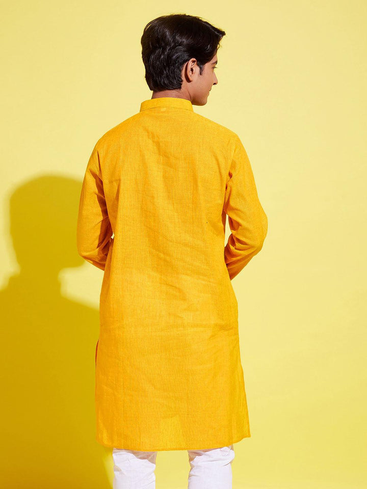 YUVA BY VASTRAMAY Boy's Mustard Cotton Kurta - qivii