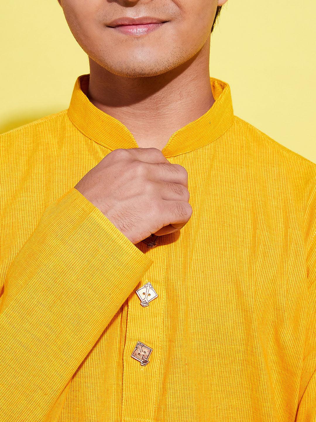 YUVA BY VASTRAMAY Boy's Mustard Cotton Kurta - qivii