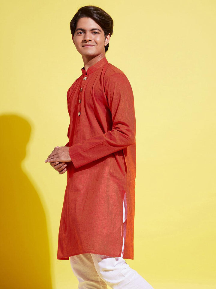 YUVA BY VASTRAMAY Boy's Red Cotton Kurta - qivii