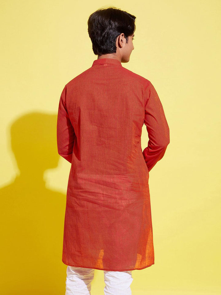 YUVA BY VASTRAMAY Boy's Red Cotton Kurta - qivii