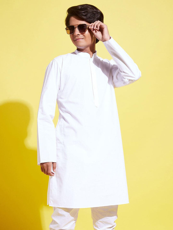 YUVA BY VASTRAMAY Boys' White Cotton Kurta - qivii