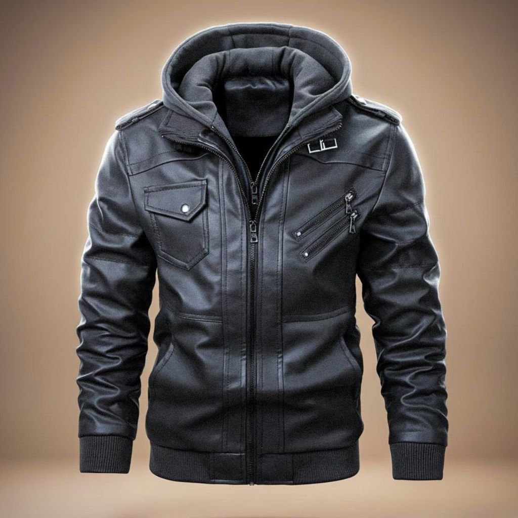 Robert Hooded Leather Jacket  - By Qivii