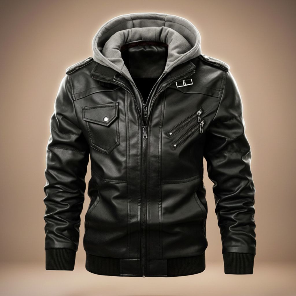 Robert Hooded Leather Jacket  - By Qivii