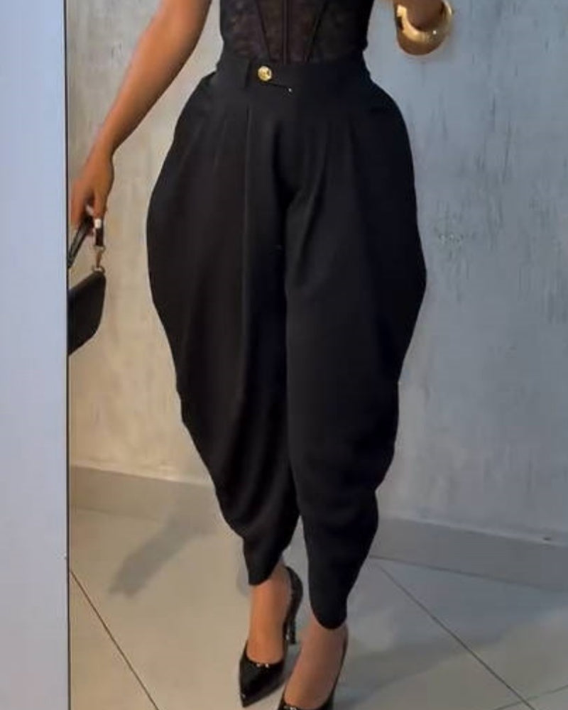 Shapshe® Leisure High Waisted Pleated Wide Leg Harem Pants  - By Qivii