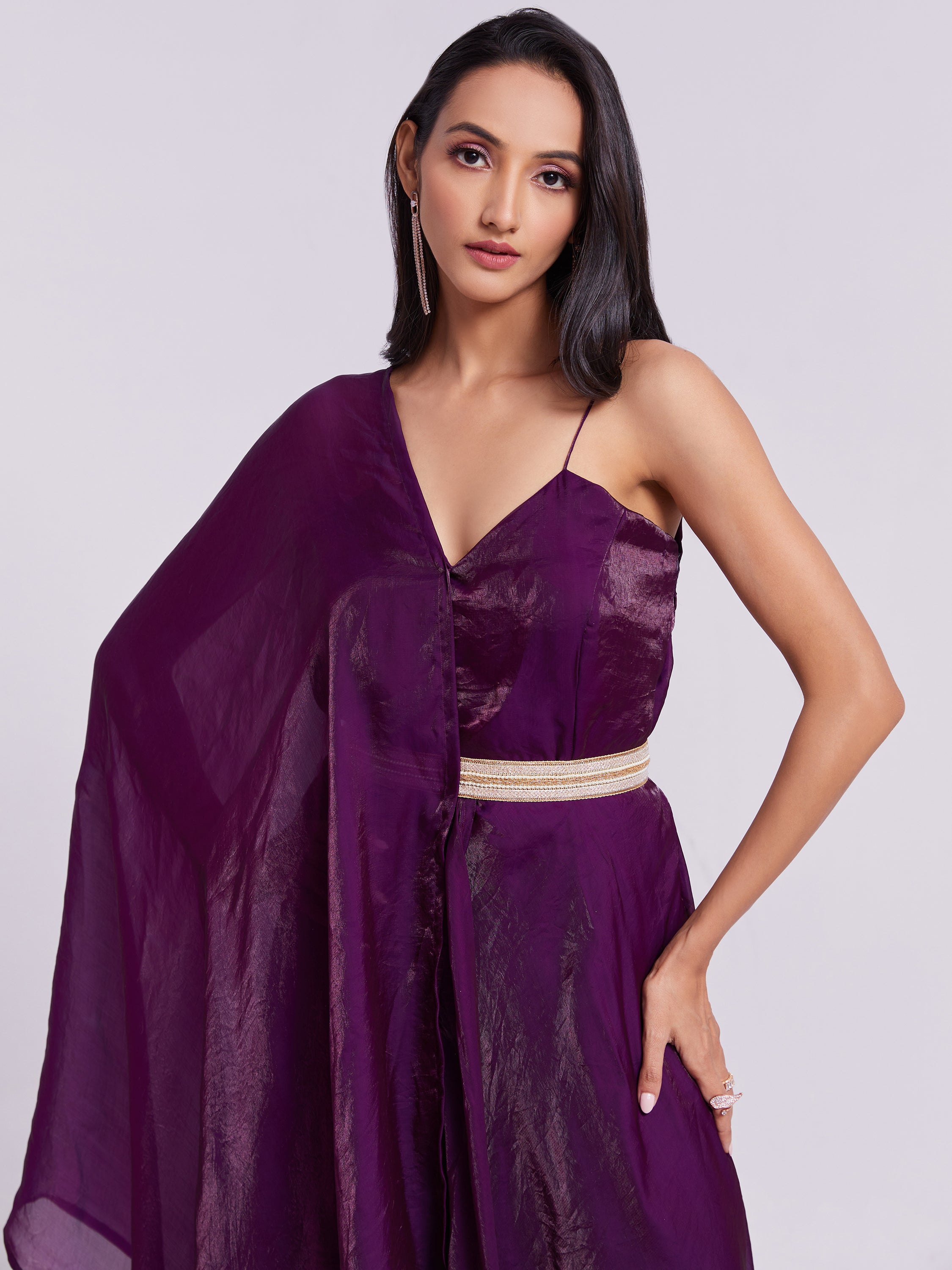 Outstanding Wine Organza Event Wear Gown With Dupatta for Elegant Occasions
