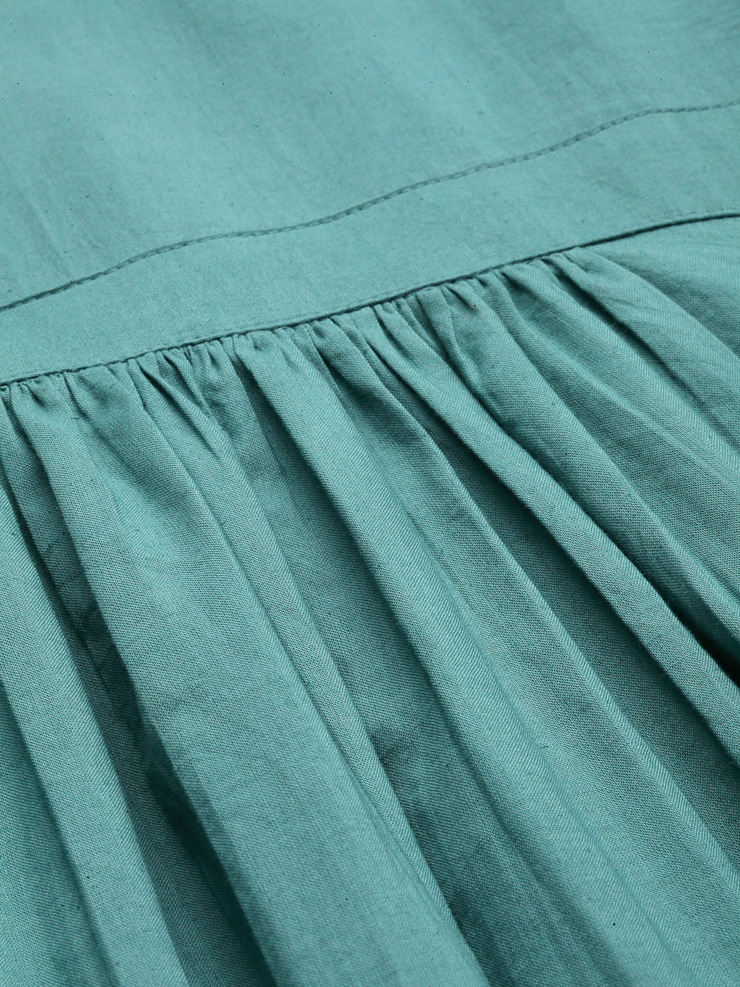 Blue Cotton Solid Gathered Dress  - By Ragavi - qivii