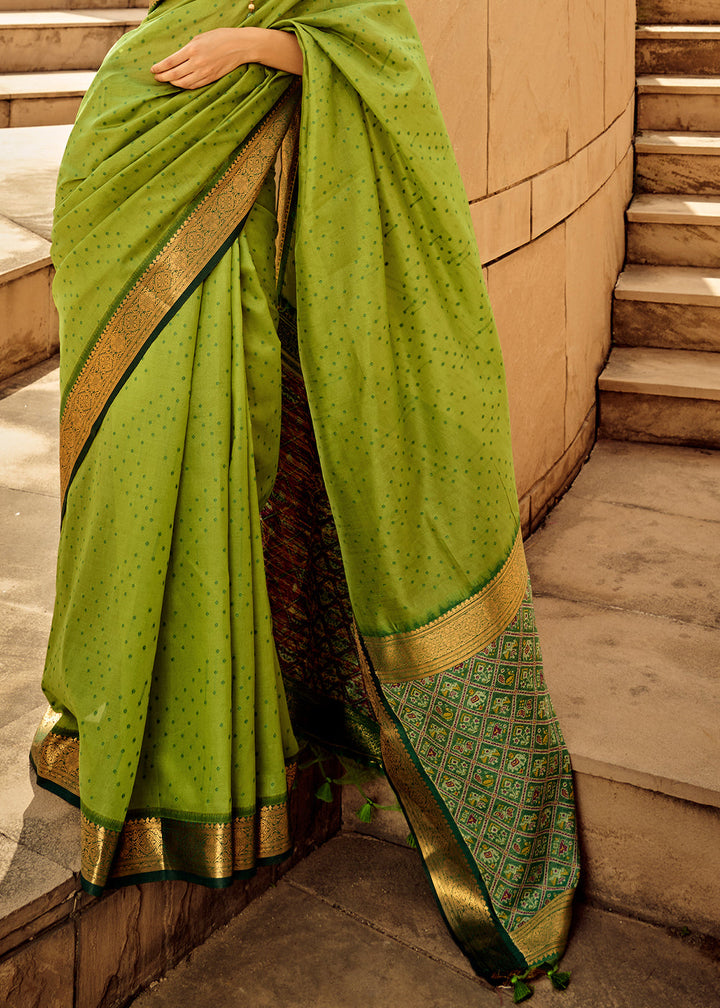 Kelly Green Woven Patola Silk Saree