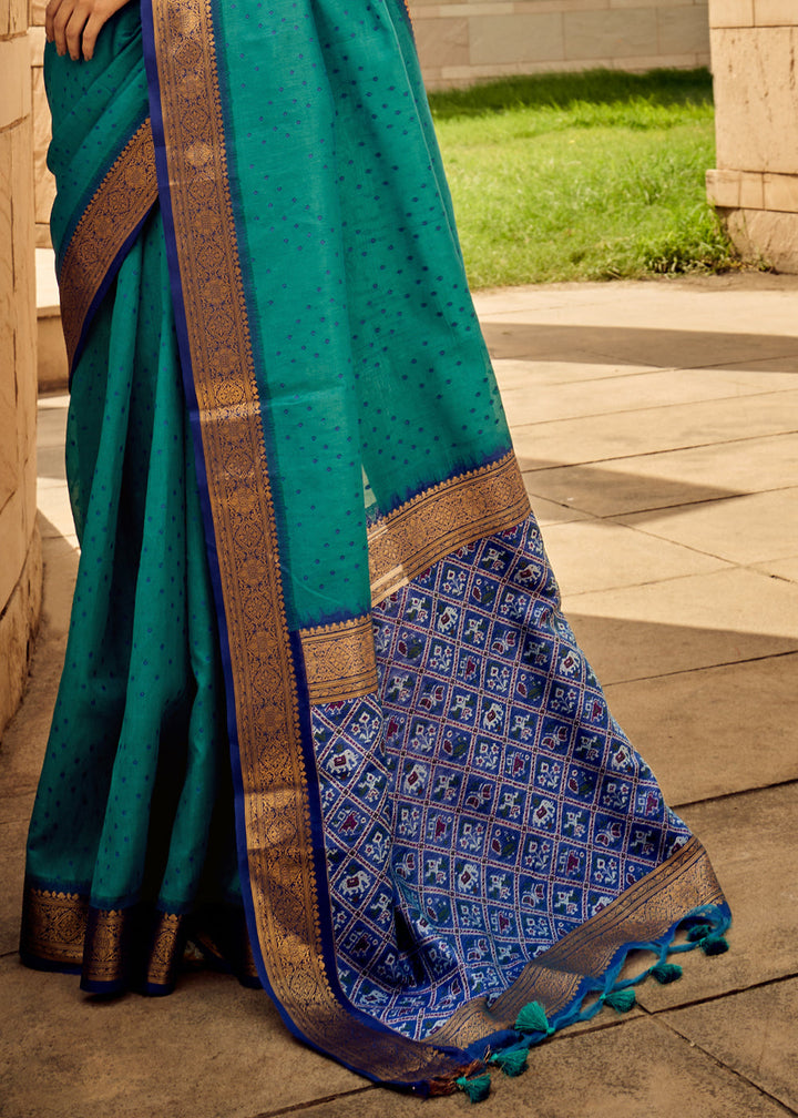 Shades Of Blue Woven Patola Silk Saree