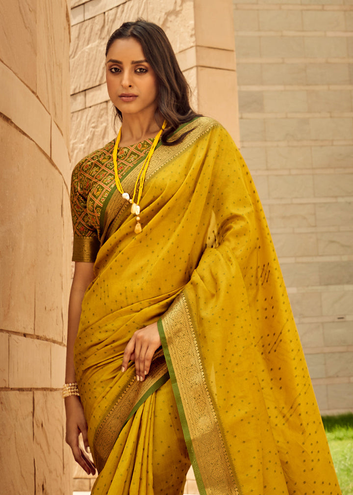 Mustard Yellow Woven Patola Silk Saree