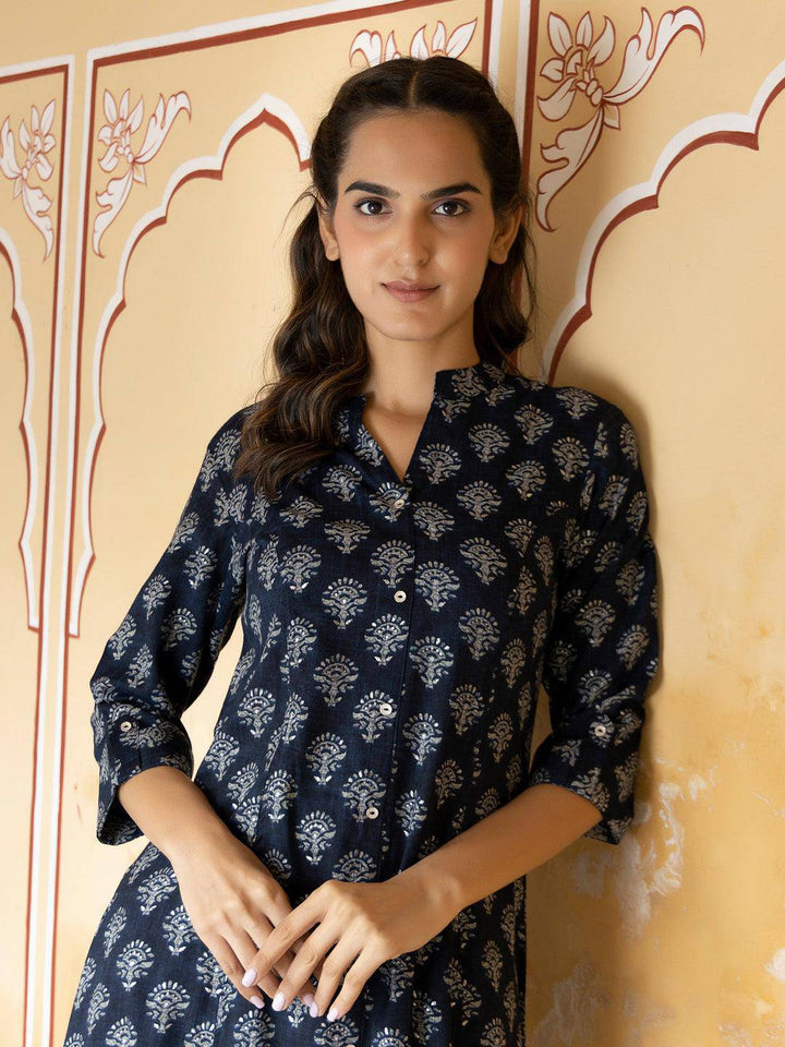 Aakriti Blue Foil Kurta - Uboric