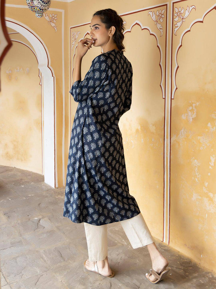 Aakriti Blue Foil Kurta - Uboric