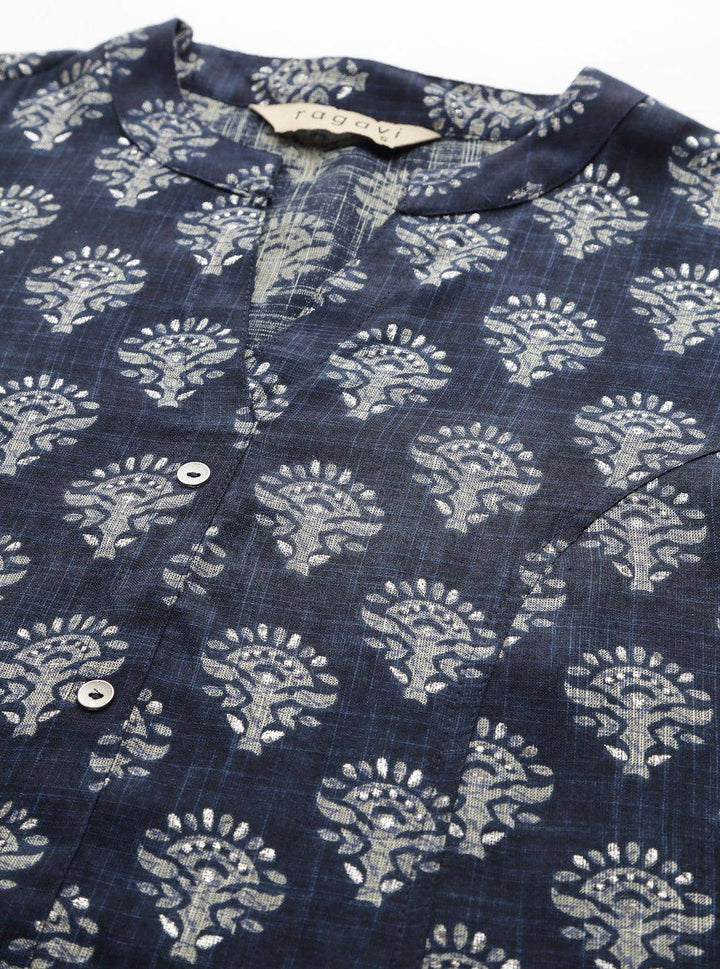 Aakriti Blue Foil Kurta - Uboric