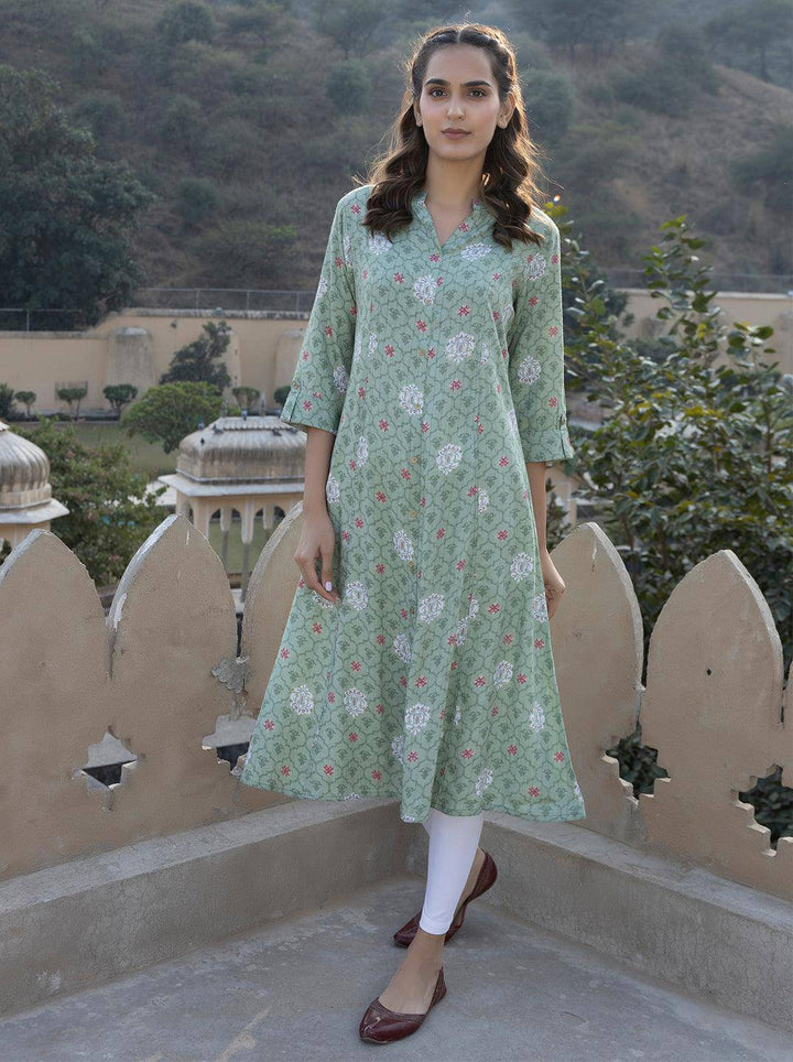 Aakriti Green Foil Kurta - Uboric