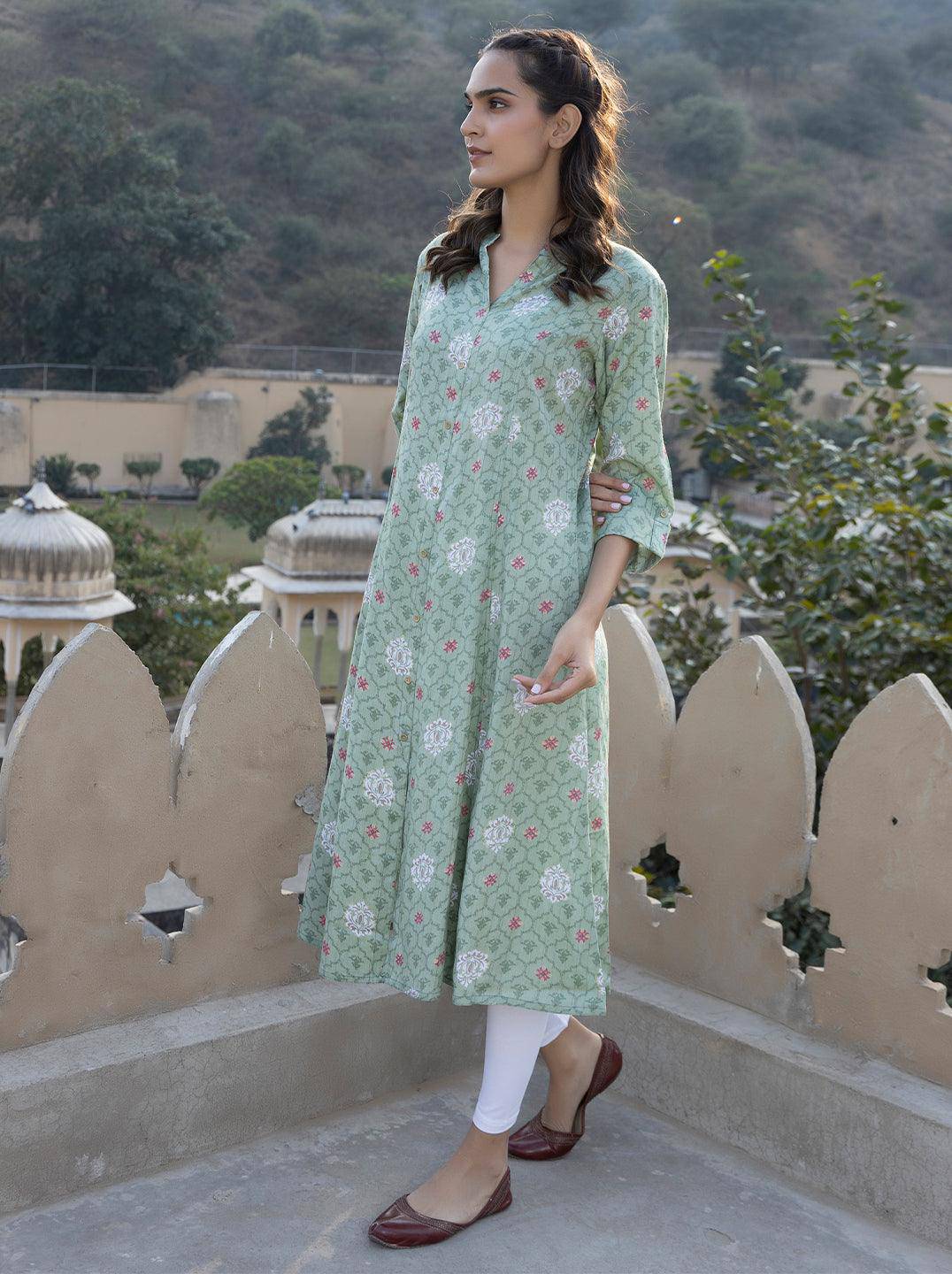 Aakriti Green Foil Kurta - Uboric