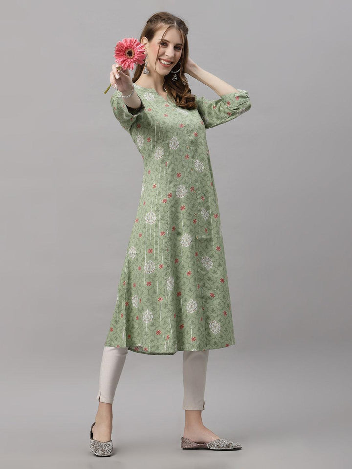 Aakriti Green Foil Kurta - Uboric