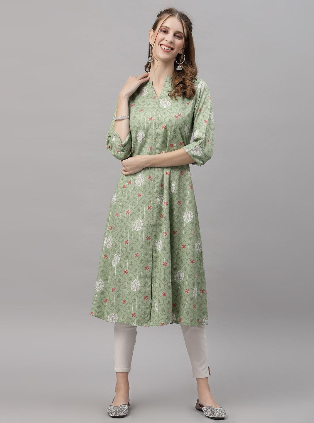 Aakriti Green Foil Kurta - Uboric