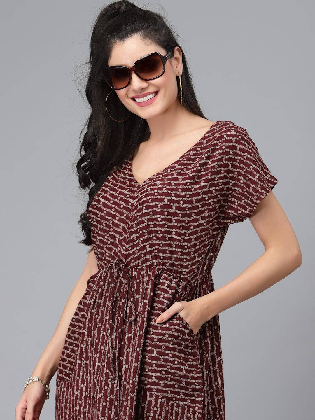 Ankita Maroon Dress - Uboric