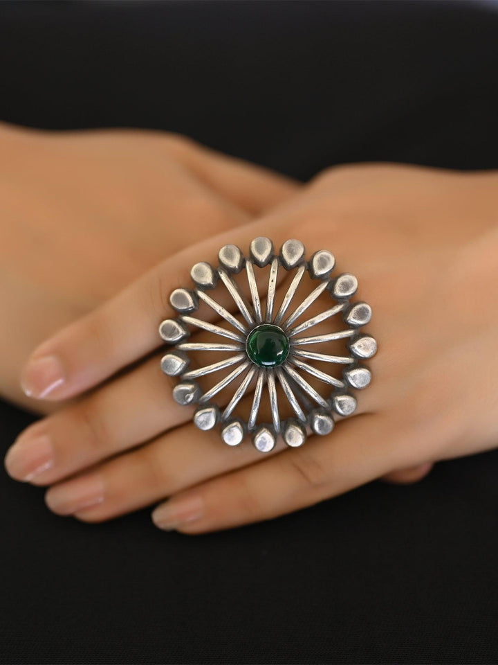 Azeen Green Adjustable Oxidized Ring - Uboric