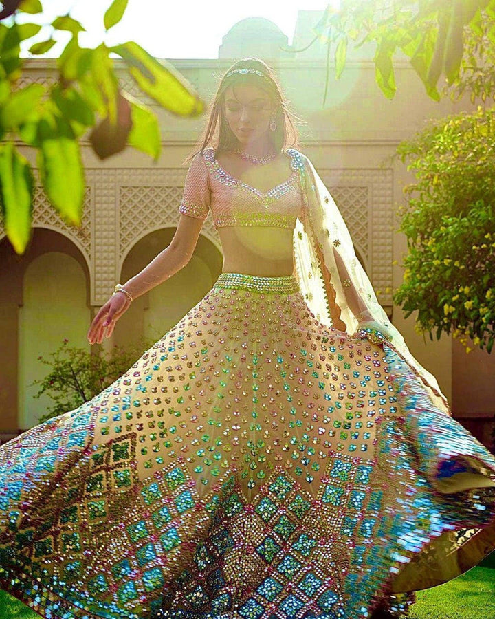 Beautifull Designer Lehenga Choli Organza Foil Work Lehenga Net Dupatta For Women Wedding Bollywood Lehenga - Uboric