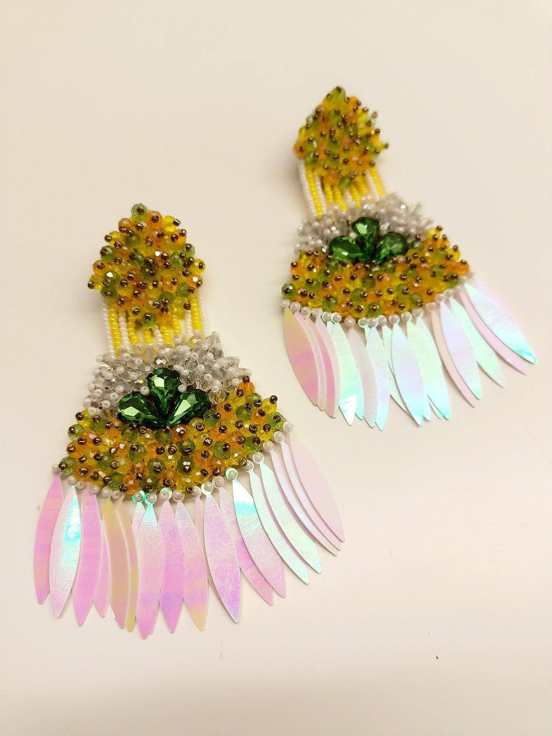 Bibhuti Yellow Handmade Earrings - Uboric