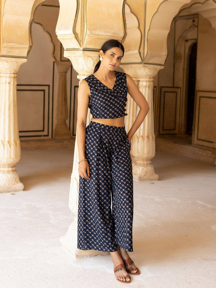 Claire Navy Blue Printed Co-Ord Set - Uboric