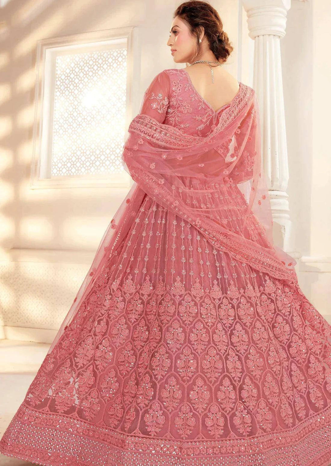 Designer Bridal Lehenga (Rose Pink) - Uboric