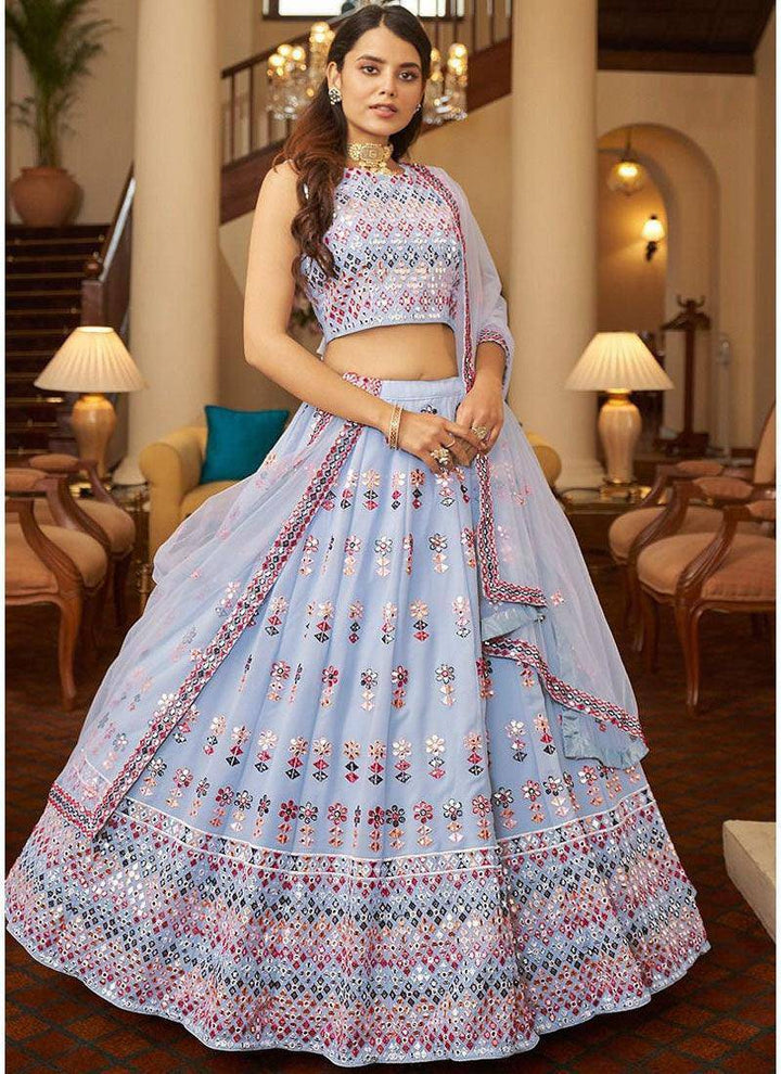 Designer Sky Blue Lehenga Choli Indian Wedding Lengha Choli Party Wear Bridesmaids Bollywood Ghagra Choli Engagement Wear lahanga Choli - Uboric