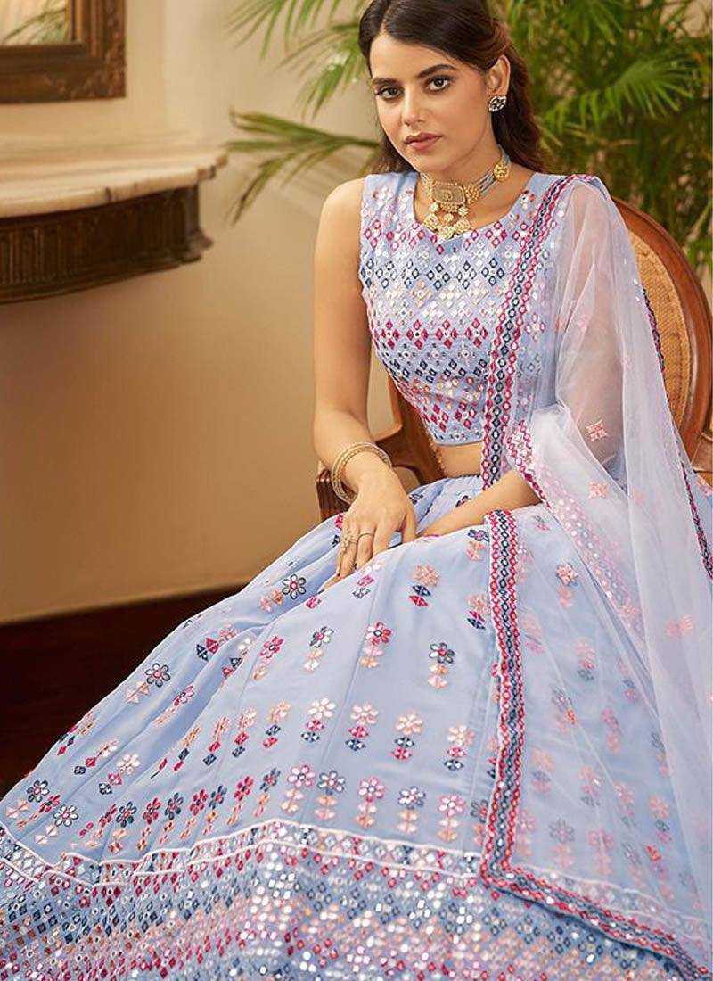 Designer Sky Blue Lehenga Choli Indian Wedding Lengha Choli Party Wear Bridesmaids Bollywood Ghagra Choli Engagement Wear lahanga Choli - Uboric