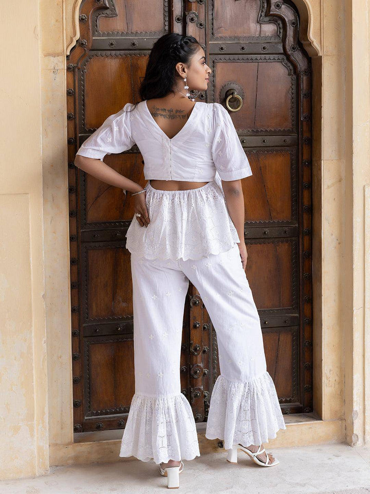 Egret White Cotton Co-Ord Set - Uboric