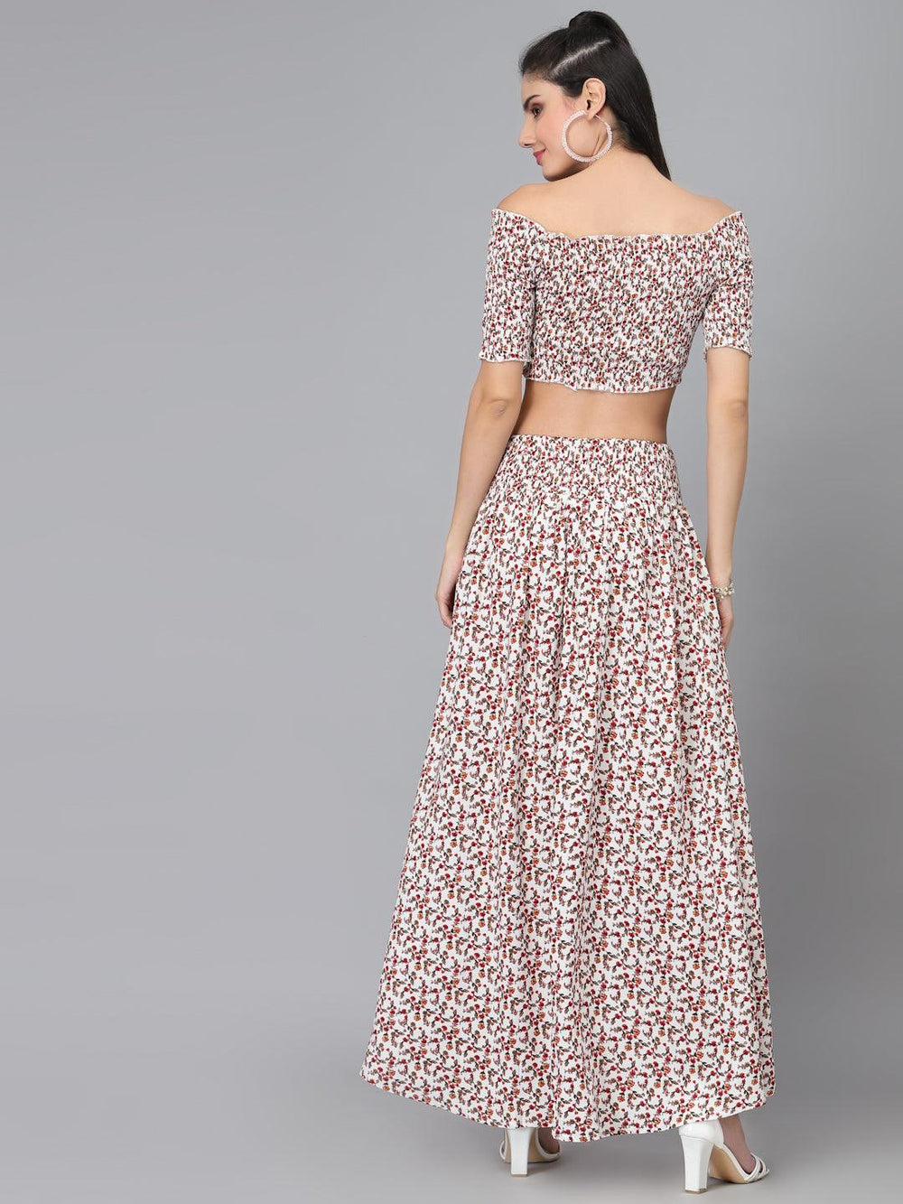 Elyse White Printed Co-Ord Set - Uboric