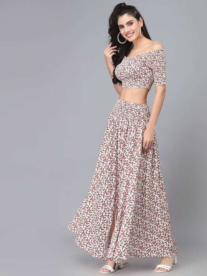 Elyse White Printed Co-Ord Set - Uboric