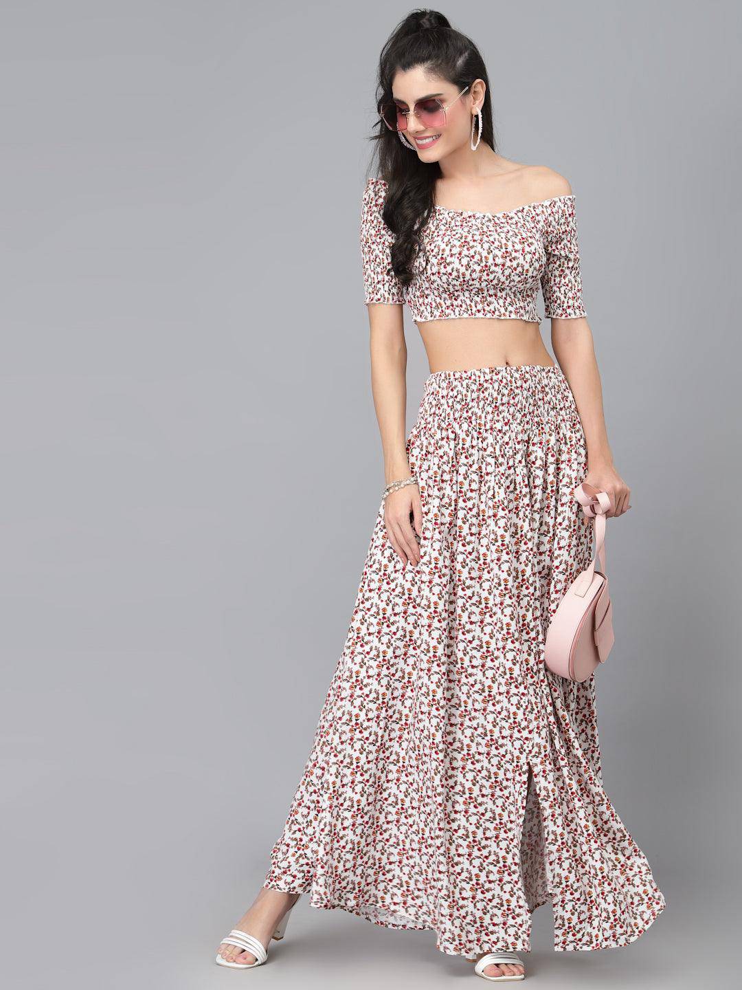 Elyse White Printed Co-Ord Set - Uboric