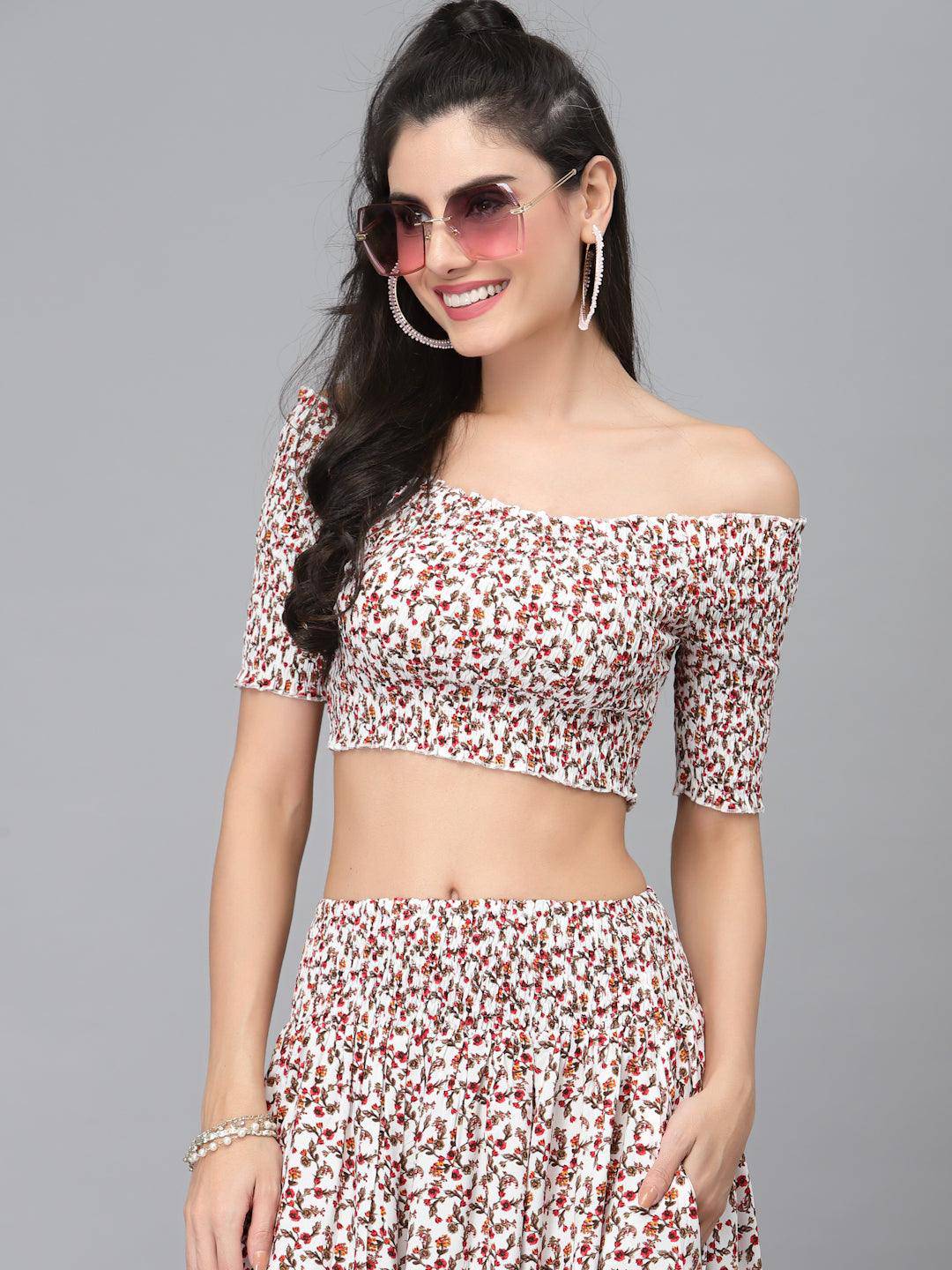 Elyse White Printed Co-Ord Set - Uboric