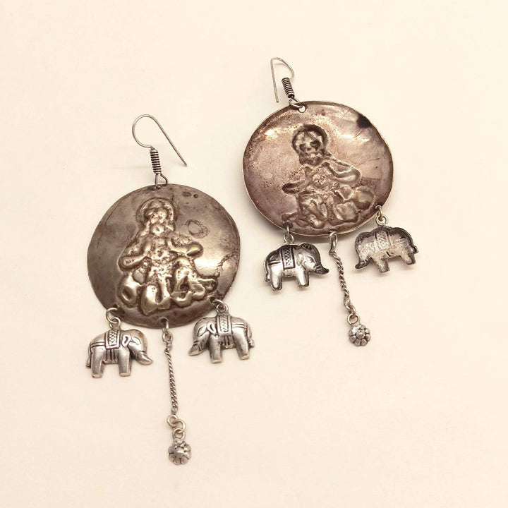 Farhina Silver Oxidized Hangings - Uboric