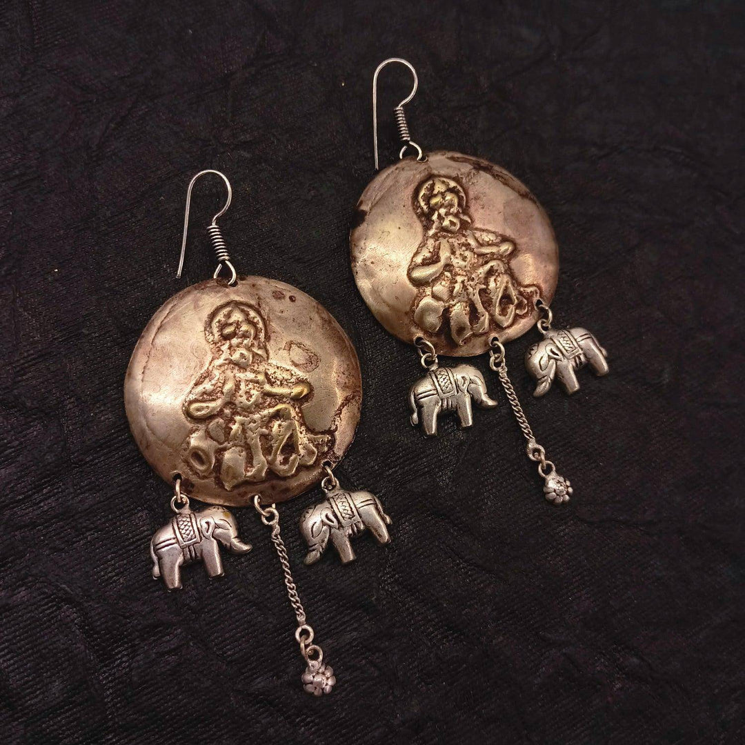 Farhina Silver Oxidized Hangings - Uboric