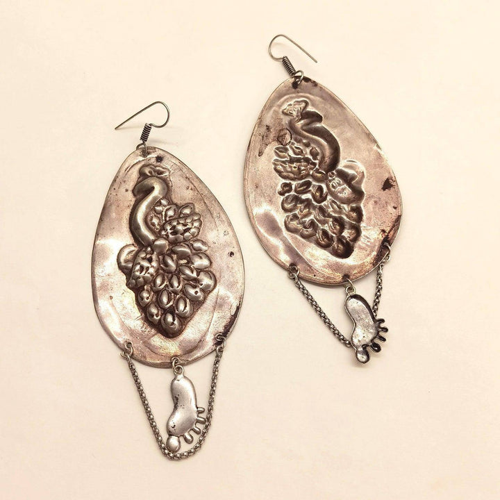 Farnaz Peacock Oxidized Earrings - Uboric