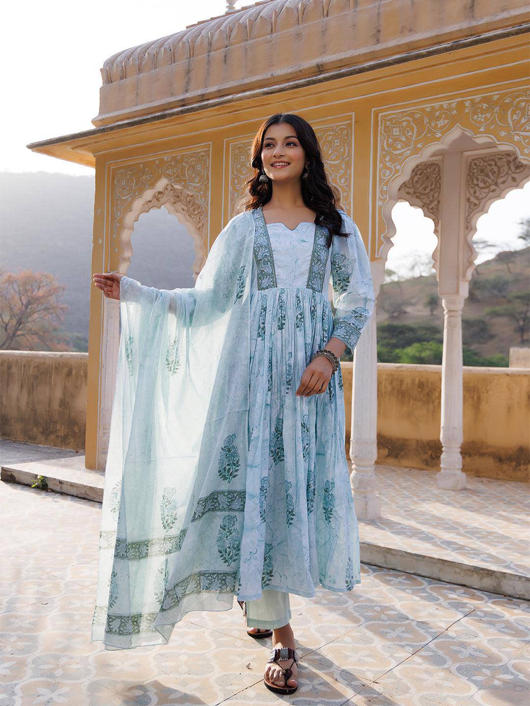 Glacier Green Kurta Set - Uboric