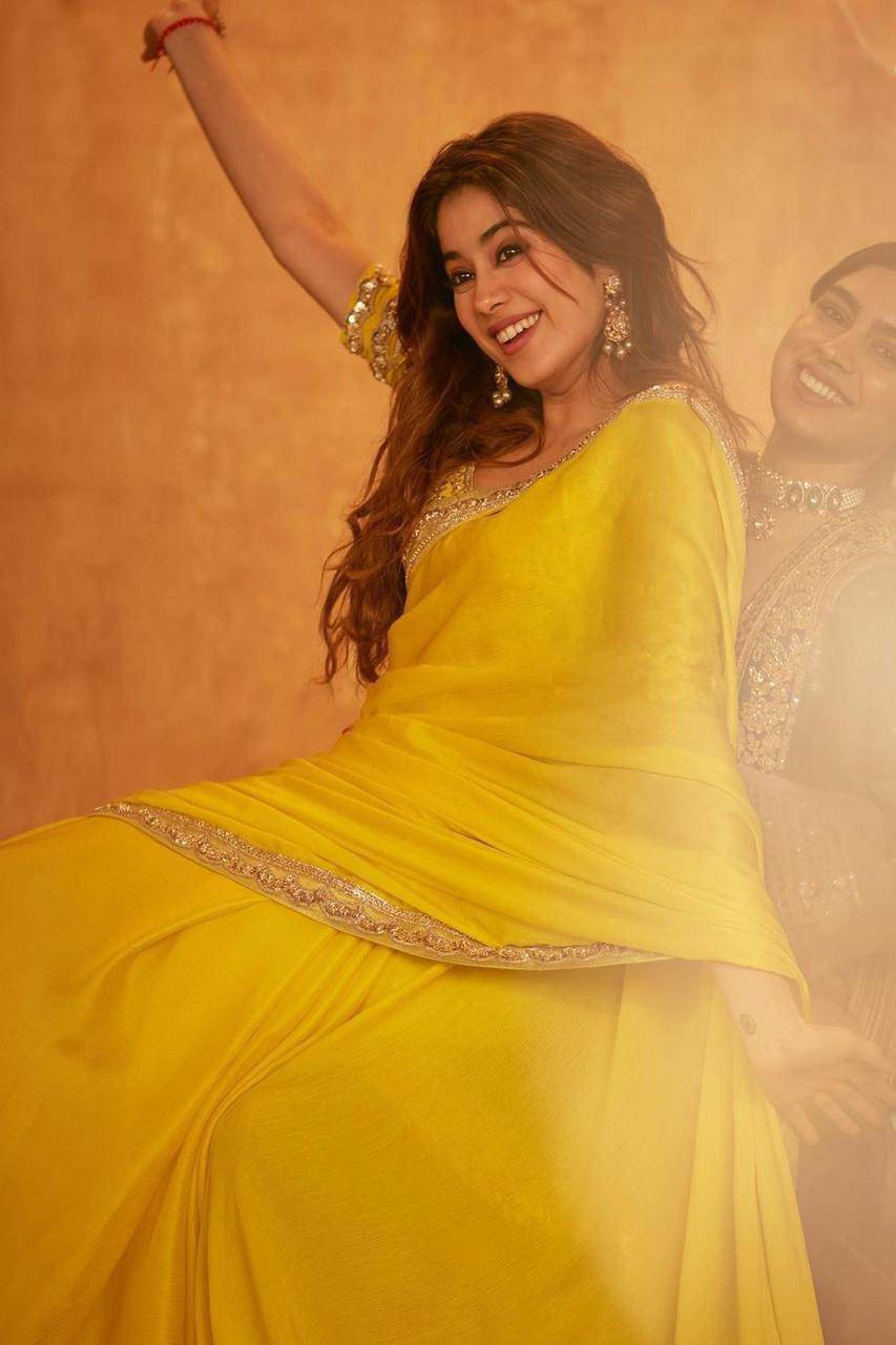 Glamorous Yellow Chiffon Saree With Silk Blouse For Party Wear - Uboric